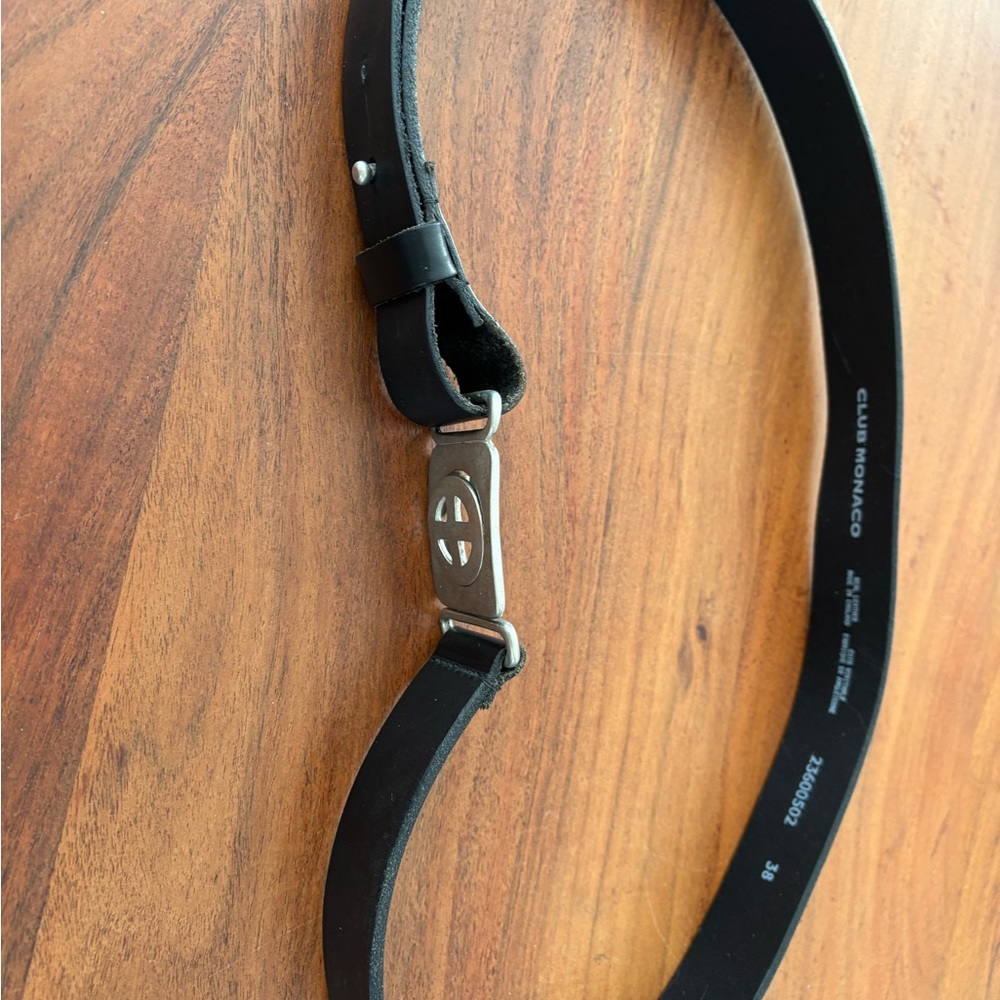 Club Monaco Black and Silver Leather Belt